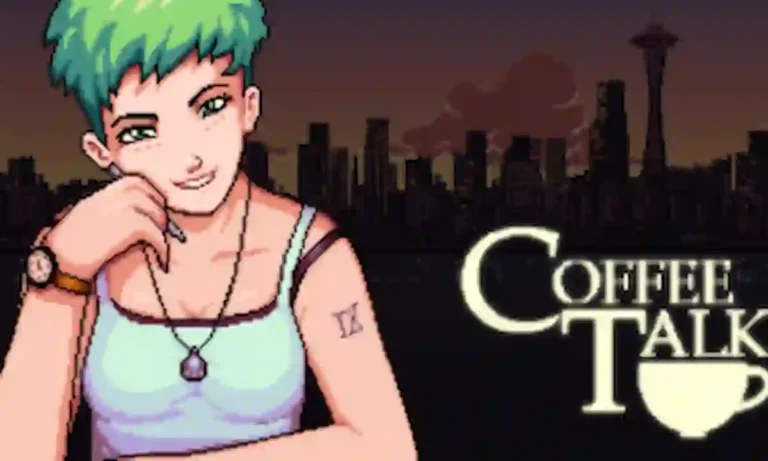 Coffee Talk Android game cafe scene with barista and fantasy characters at night