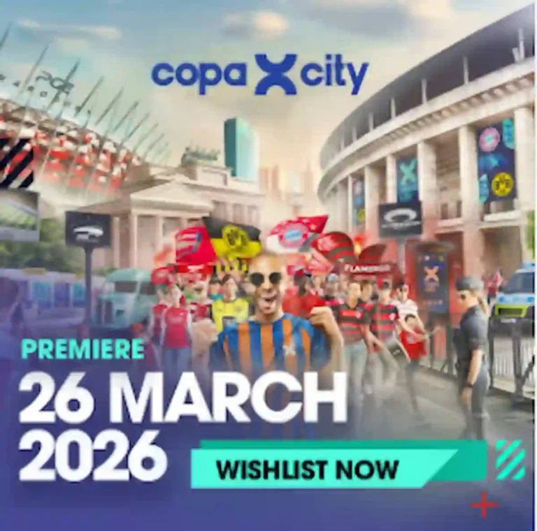 Screenshot of Copa City 2026, a city building simulation game featuring modern urban infrastructure, green energy solutions, and interactive city management gameplay.