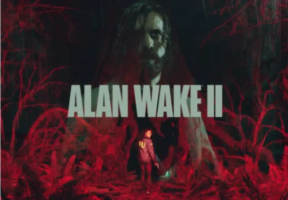 Alan Wake 2 screenshot featuring Alan Wake inside the Dark Place during a psychological horror sequence