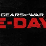 Gears of War E-Day city destruction during Locust invasion with soldiers fighting in a dark cinematic battlefield