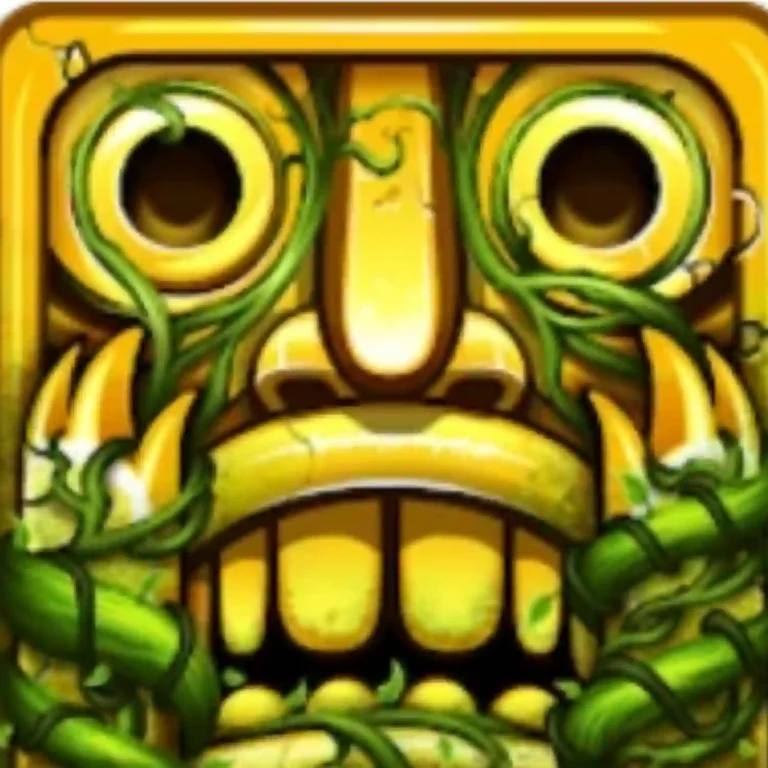 Temple Run 2 gameplay showing runner collecting coins using magnet boost and avoiding obstacles for high score